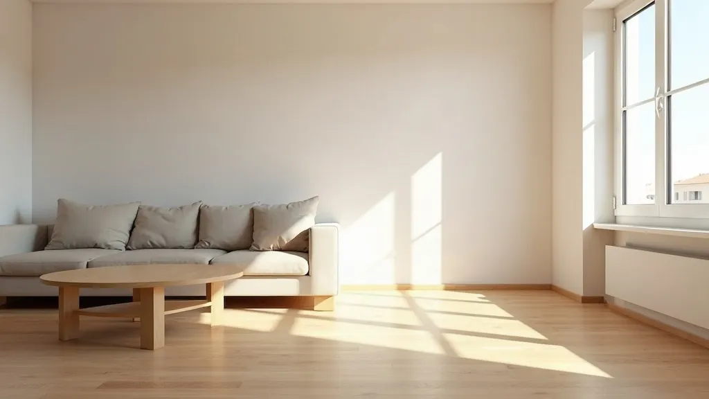 Salón luminoso con suelo laminado de roble claro