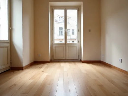 Habitación con parquet de roble natural en lamas rectas y acabado mate